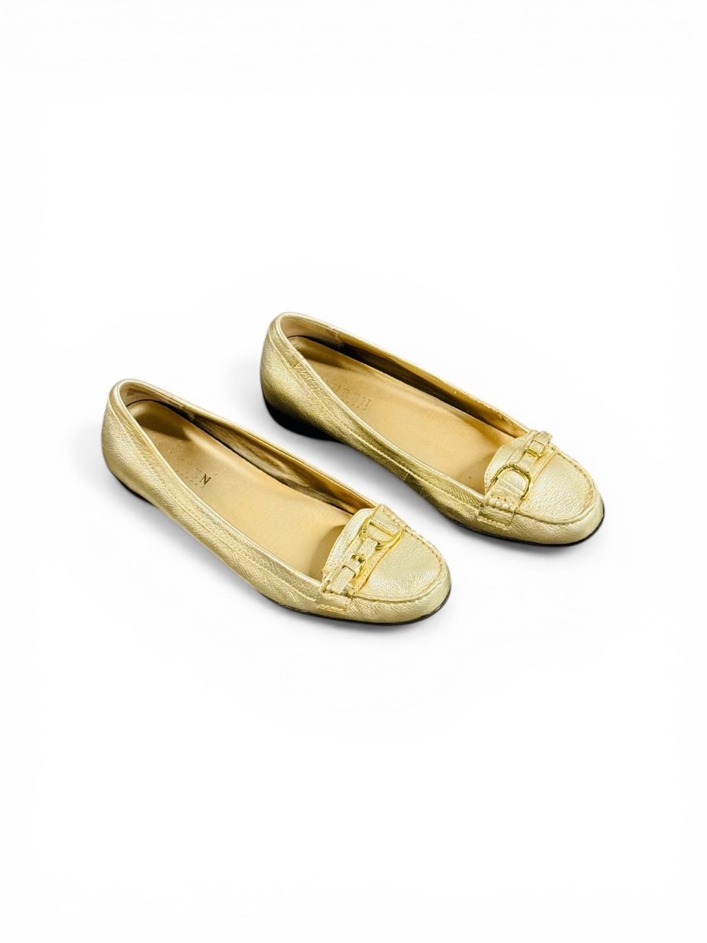 Ralph Lauren Metallic Gold Leather Ballet Loafers - Picture 4 of 11